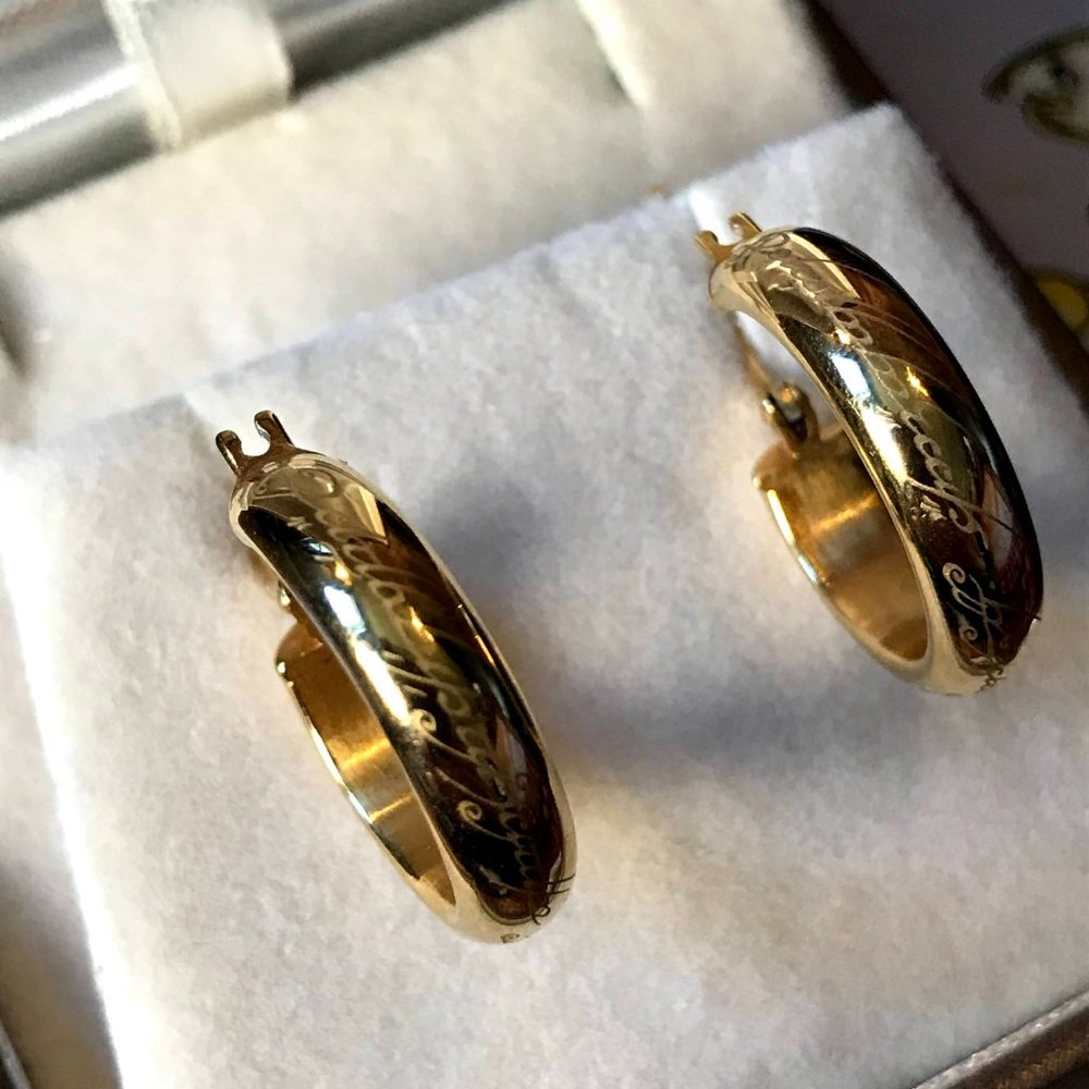 Lord of the Rings "One Ring" Hoop Earrings (Gold)